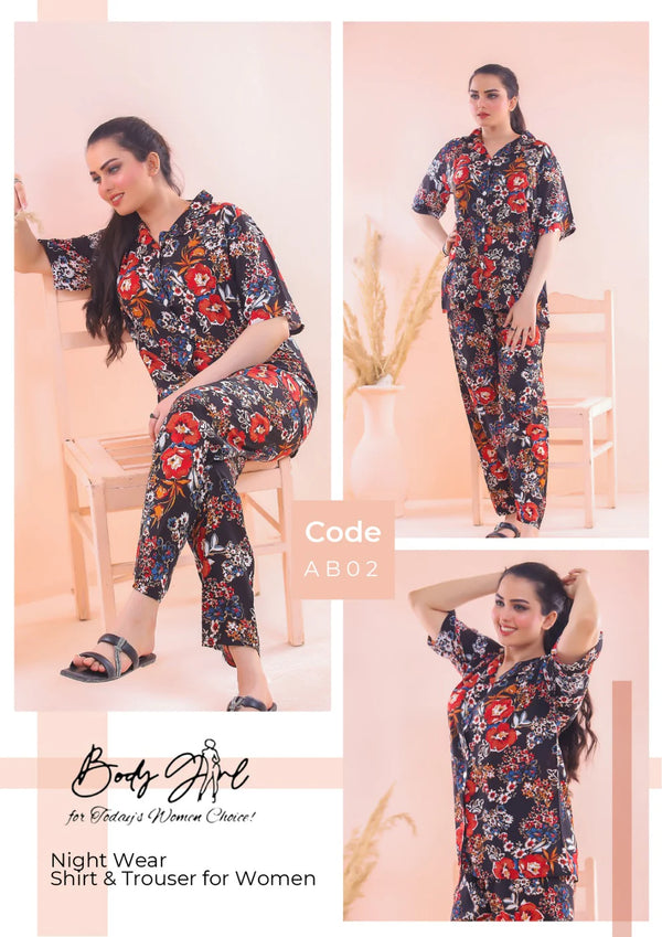 The Once More Floral Printed Shirt & Trouser Night Wear For Girls & Women Free Size