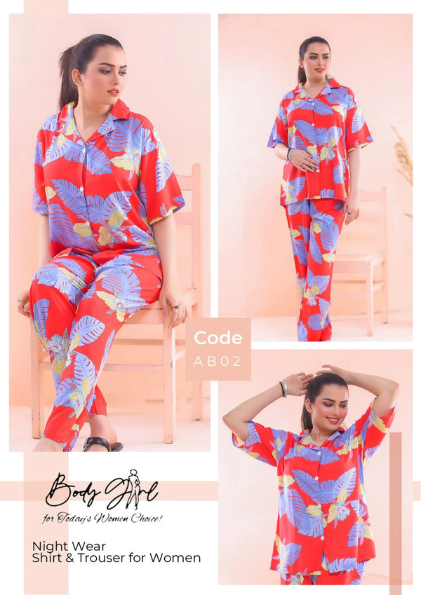 The Once More Floral Printed Shirt & Trouser Night Wear For Girls & Women Free Size