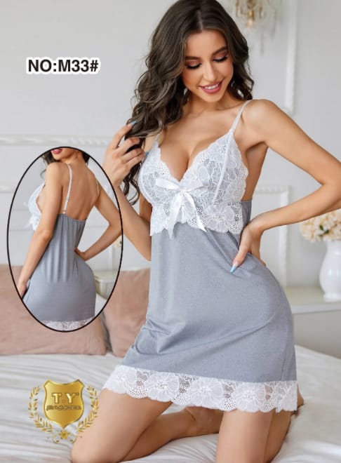 The Once More Cami top Contrast lace Bow detail Split hem Nightwear For Girls & Women