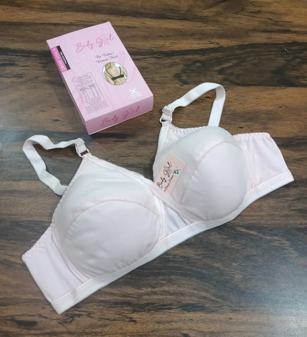 Cross Stitch Lightly Padded Foam Bra For Women Girls Soft Comfortable Wire Free Daily Use Bra/ Pink