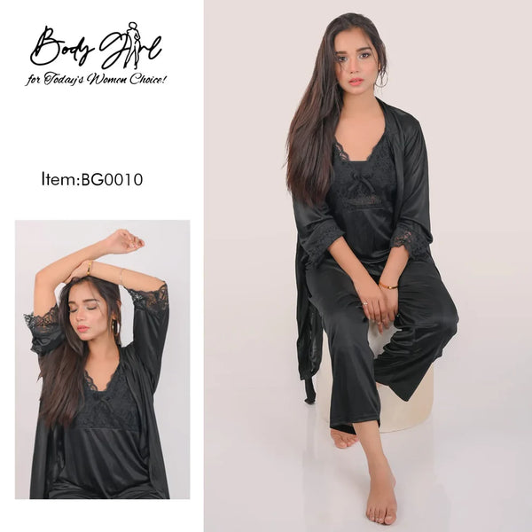 The Once More 3 Pieces Hot Bridal Silk Nightwear For Girls & Women