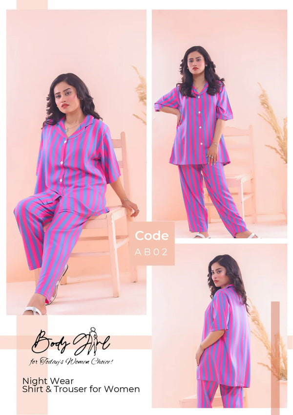 The Once More Shirt & Trouser Night Wear Set For Girls & Women Free Size