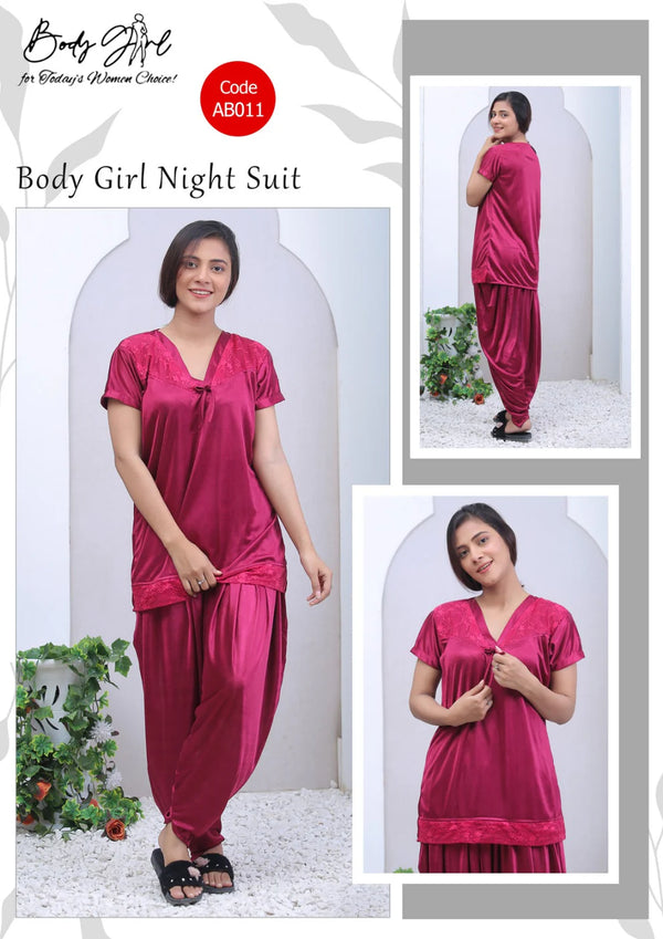 The Once More2-Pieces Half Sleeves & V-Neck Patiyala Nightwear Free Size