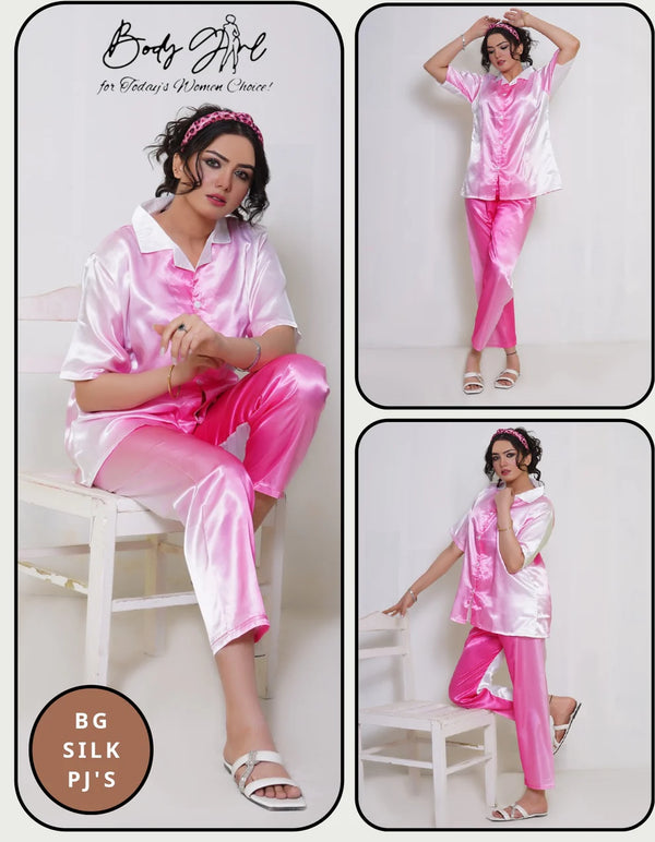 The Once Women's Satin Pajama Set - Pink & White